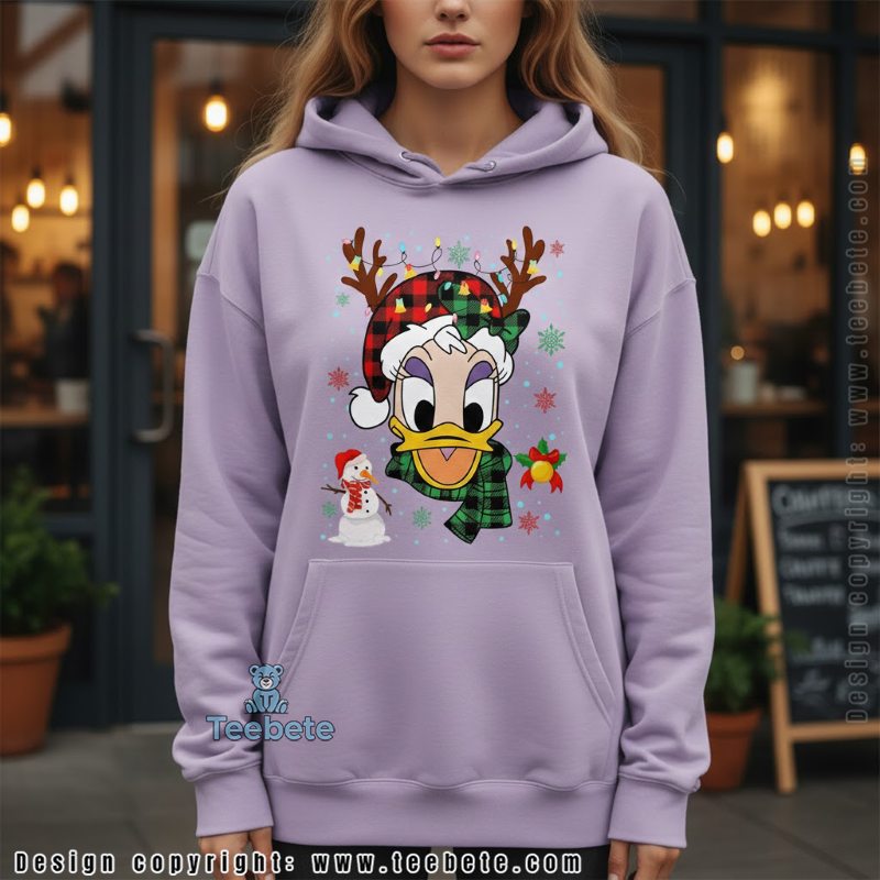 Daisy Duck Christmas Reindeer Plaid Hoodie Disney Xmas Daisy Duck Christmas Reindeer Plaid Hoodie Disney Xmas