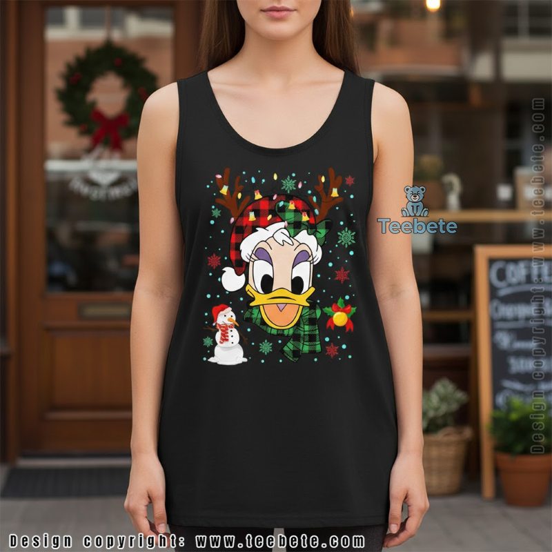 Daisy Duck Christmas Reindeer Plaid Tanktop Disney Xmas Daisy Duck Christmas Reindeer Plaid Tanktop Disney Xmas