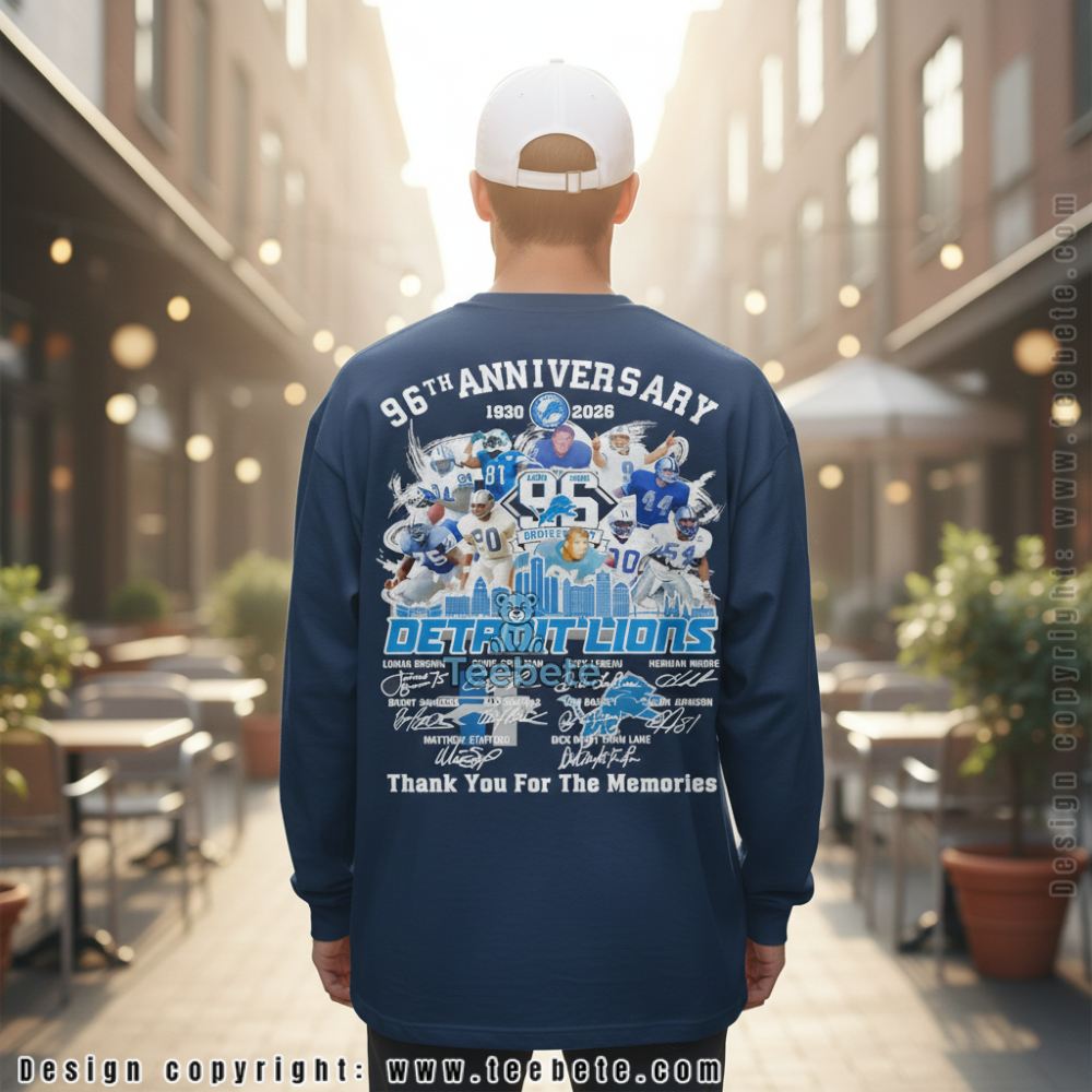 Detroit Lions 96Th Anniversary Thank For The Memories 1930 2026 Vintage Long Sleeve Detroit Lions 96Th Anniversary Thank For The Memories 1930 2026 Vintage Long Sleeve