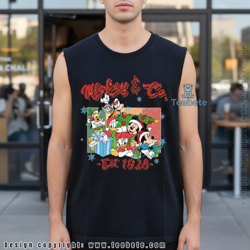 Disney Est 1928 Christmas Group Tanktop Mickey Minnie Donald Goofy Pluto Disney Est 1928 Christmas Group Tanktop Mickey Minnie Donald Goofy Pluto