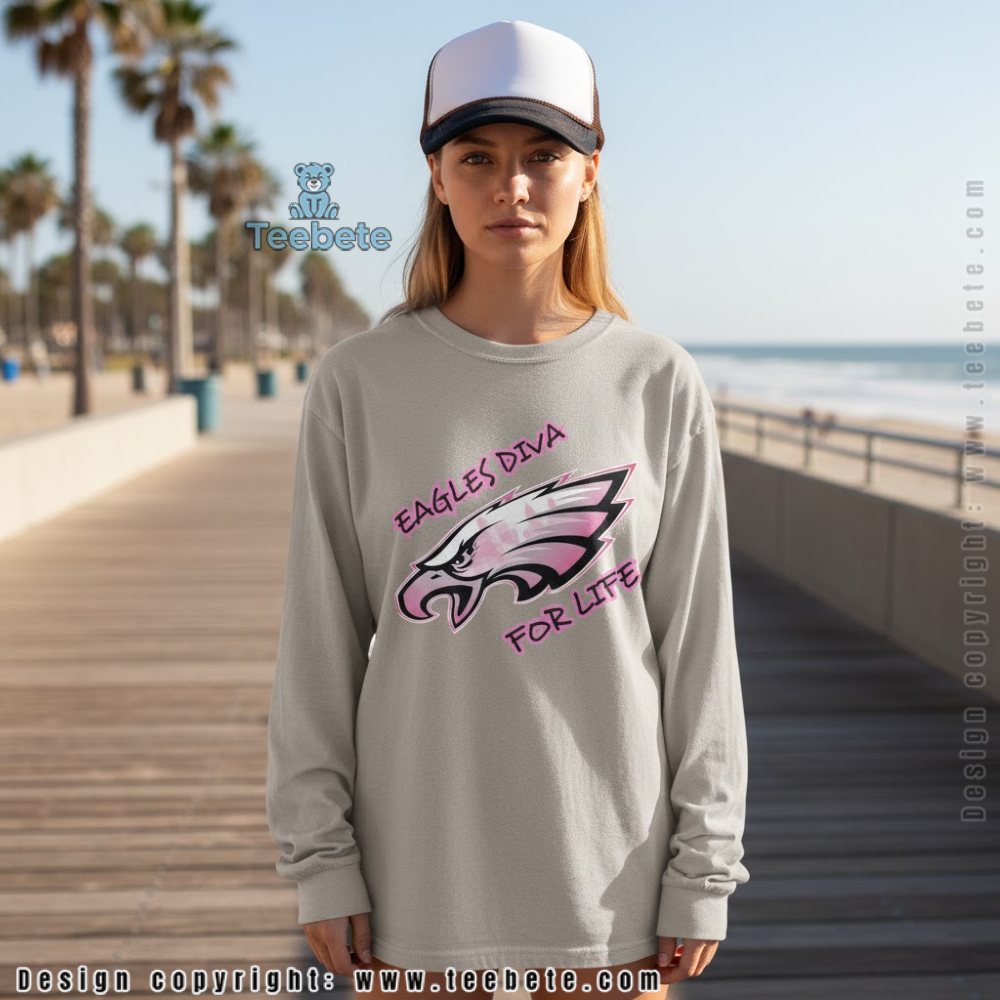 Eagles Diva For Life Long Sleeve Pink Sparkle Fan Eagles Diva For Life Long Sleeve Pink Sparkle Fan