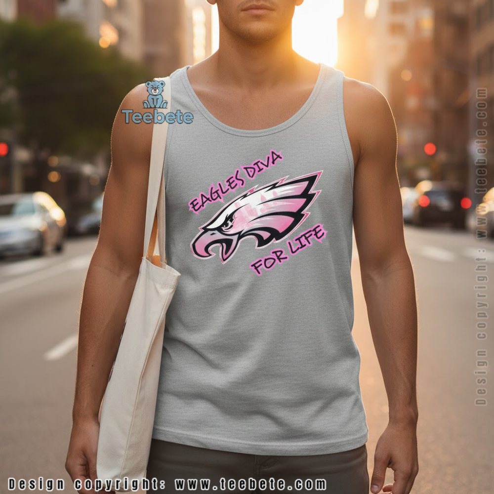 Eagles Diva For Life Tanktop Pink Sparkle Fan Eagles Diva For Life Tanktop Pink Sparkle Fan