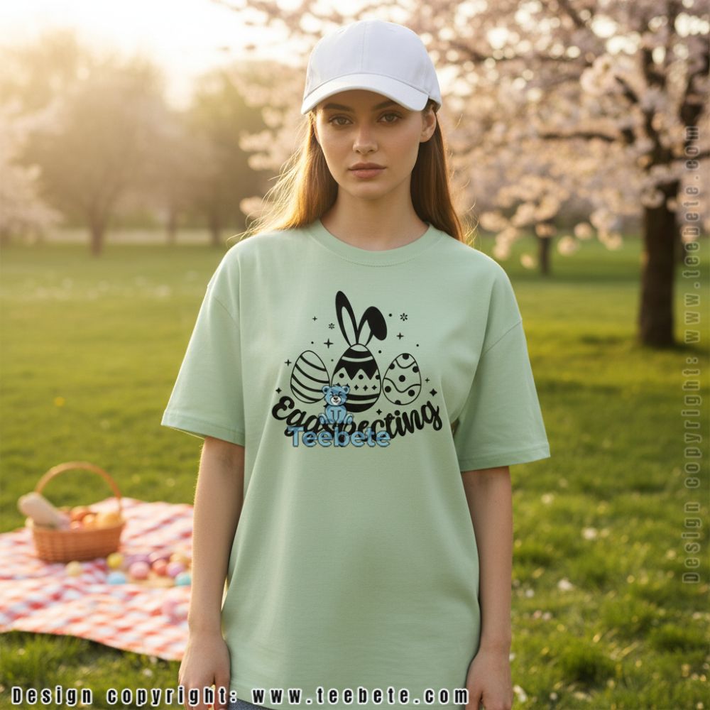 Eggspecting Easter Pregnancy Reveal Bunny Egg Shirt