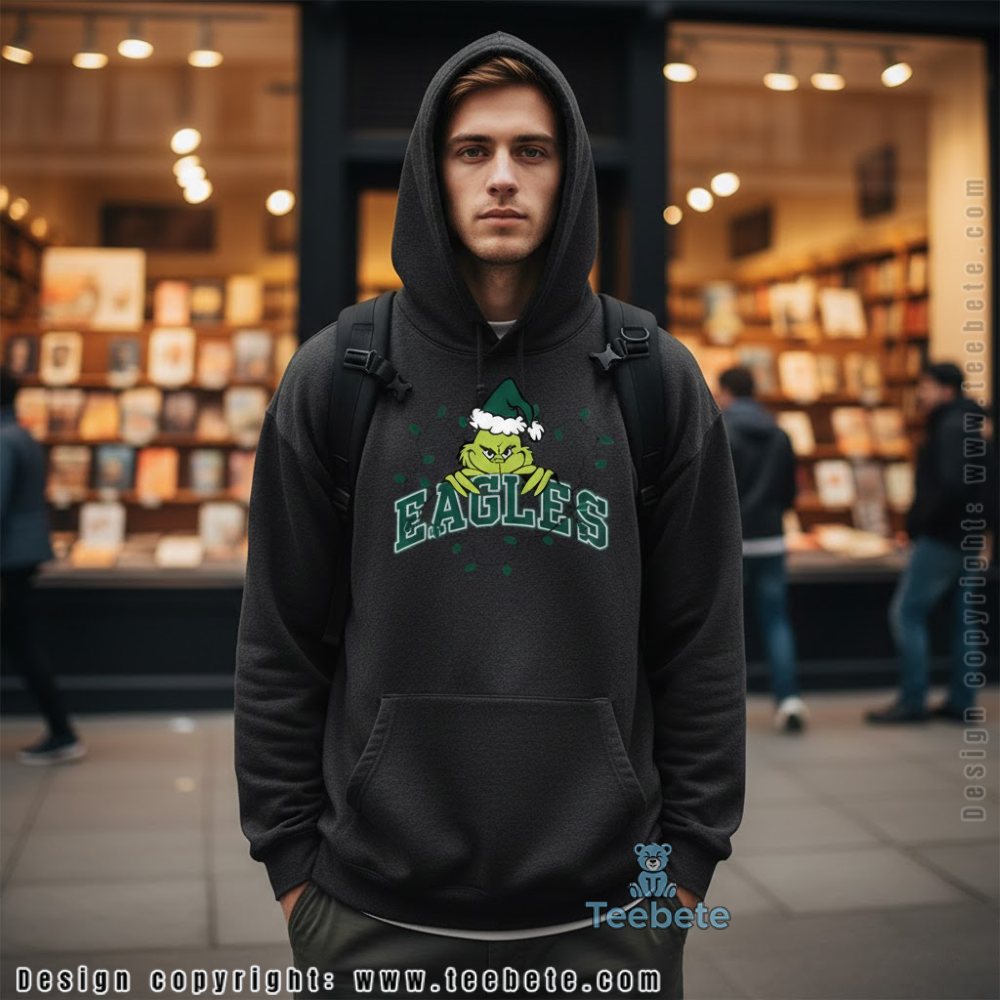 Funny Grinch Eagles Christmas Lights Hoodie Funny Grinch Eagles Christmas Lights Hoodie
