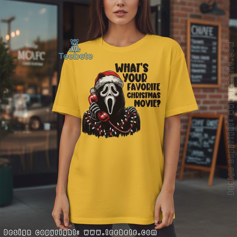 Ghostface Santa Hat Whats Your Favorite Christmas Movie Shirt