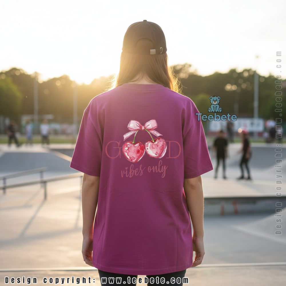 Good Vibes Only Heart Cherry Valentines Day Unisex Tee