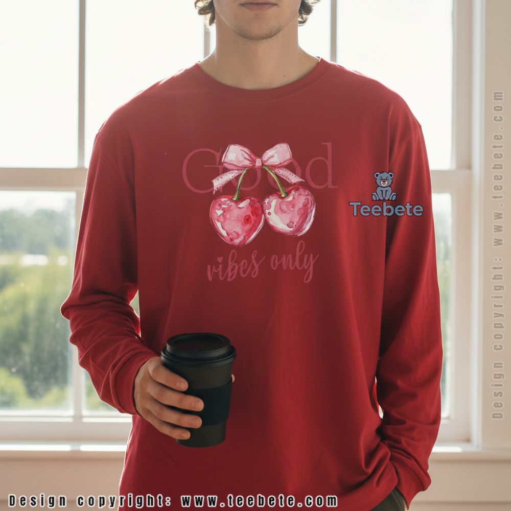 Good Vibes Only Heart Cherry Valentines Day Unisex Long Sleeve Good Vibes Only Heart Cherry Valentines Day Unisex Long Sleeve