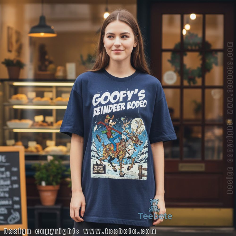 Goofys Reindeer Rodeo Vintage Christmas Shirt Disney