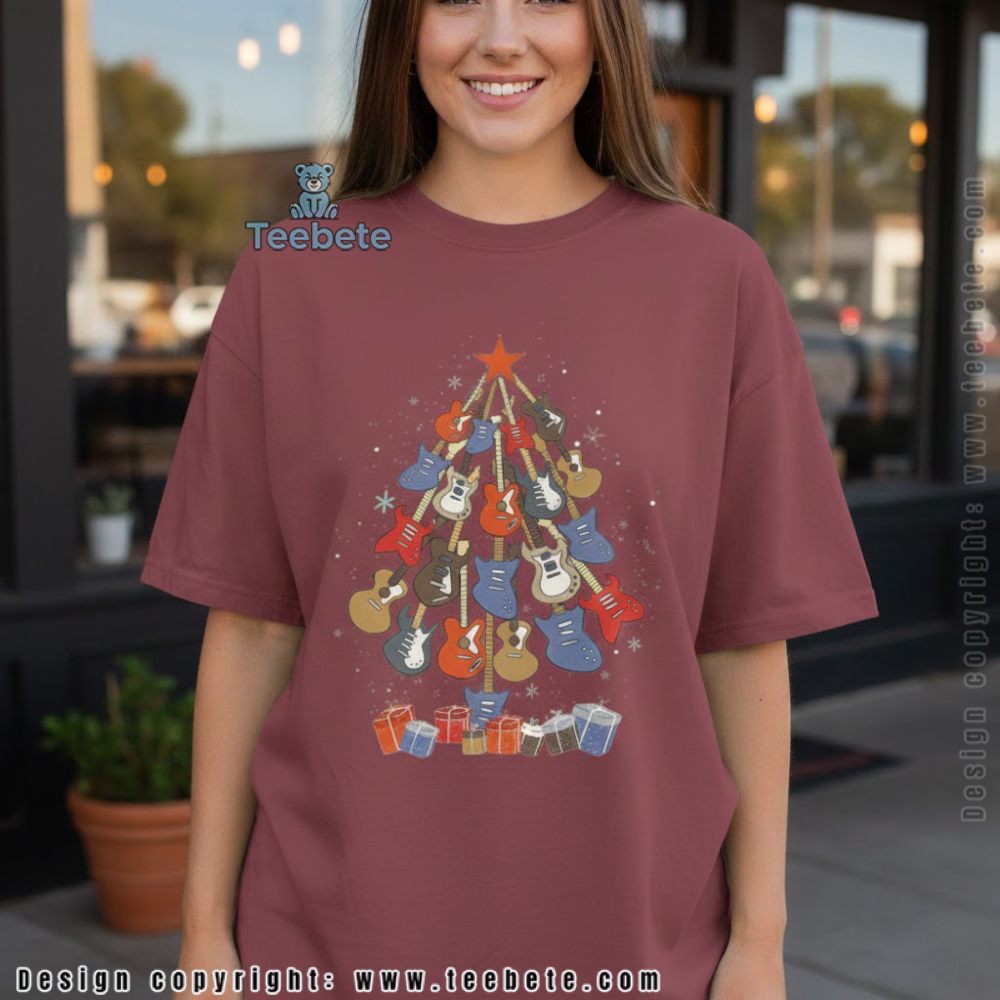 Guitar Christmas Tree Shirt Music Lover Holiday Gift