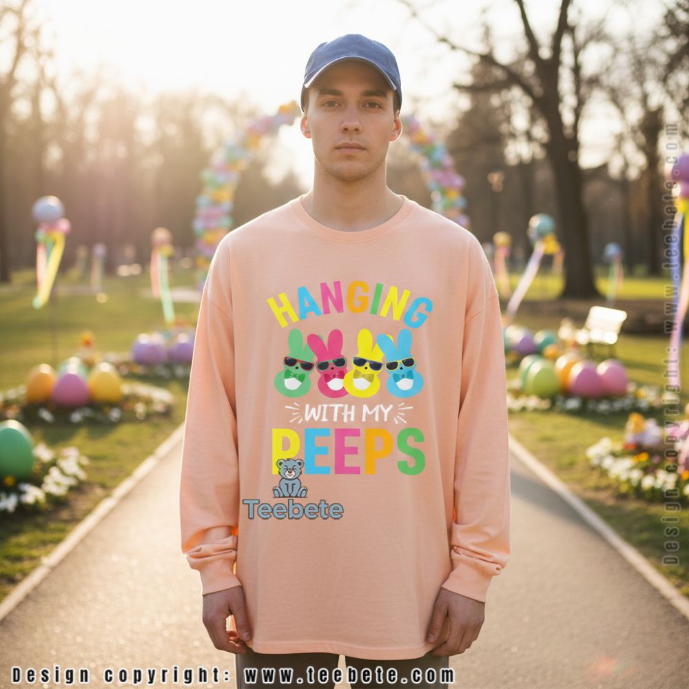 Hanging With My Peeps Colorful Easter Bunny Sunglasses Long Sleeve Hanging With My Peeps Colorful Easter Bunny Sunglasses Long Sleeve