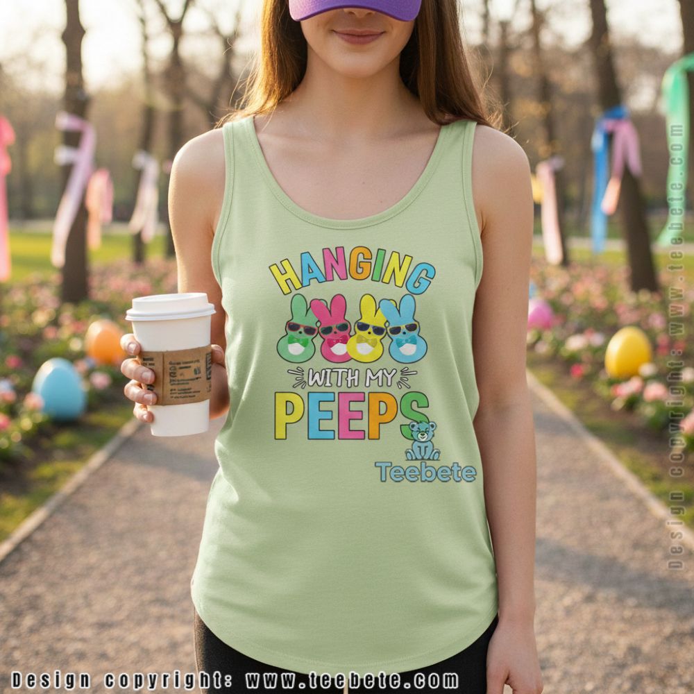 Hanging With My Peeps Colorful Easter Bunny Sunglasses Tanktop Hanging With My Peeps Colorful Easter Bunny Sunglasses Tanktop
