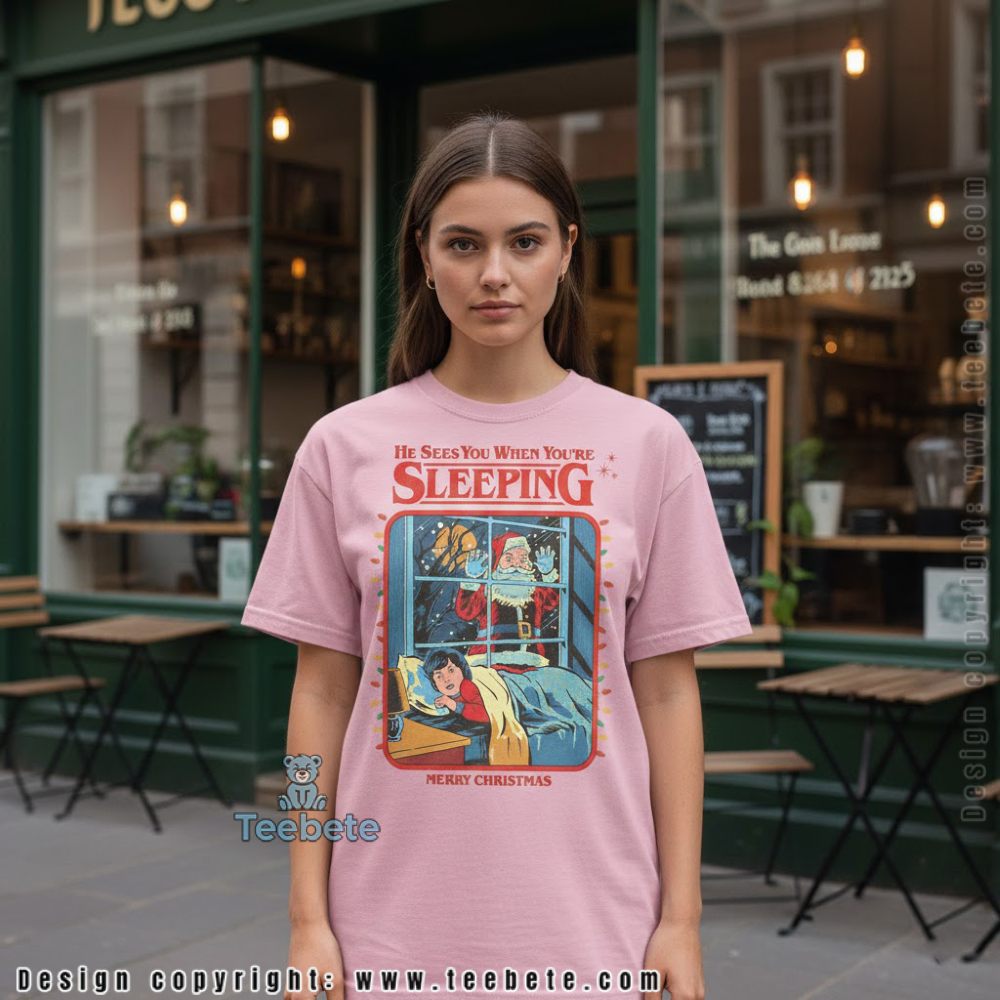 He Sees You When Youre Sleeping Funny Horror Santa Shirt