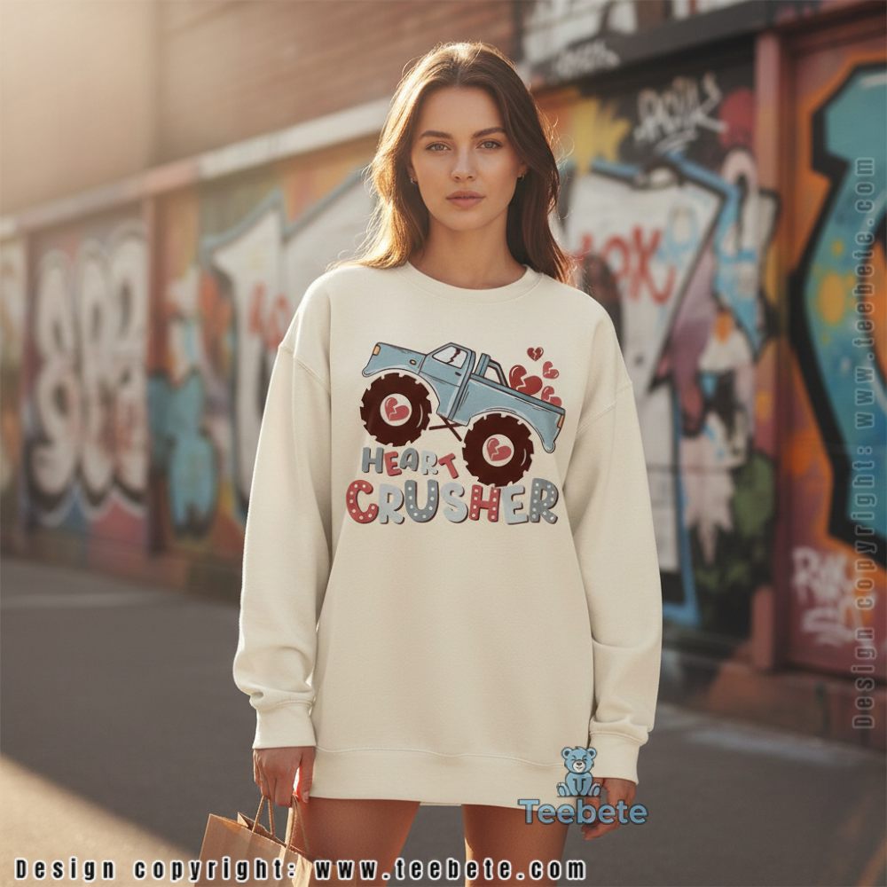 Heart Crusher Monster Truck Anti Valentine Day Long Sleeve Heart Crusher Monster Truck Anti Valentine Day Long Sleeve