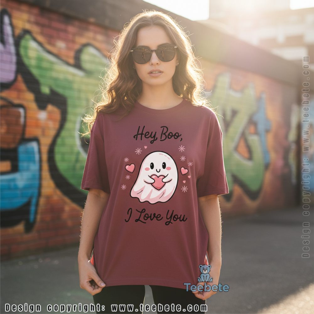 Hey Boo I Love You Shirt Cute Ghost Valentines Day
