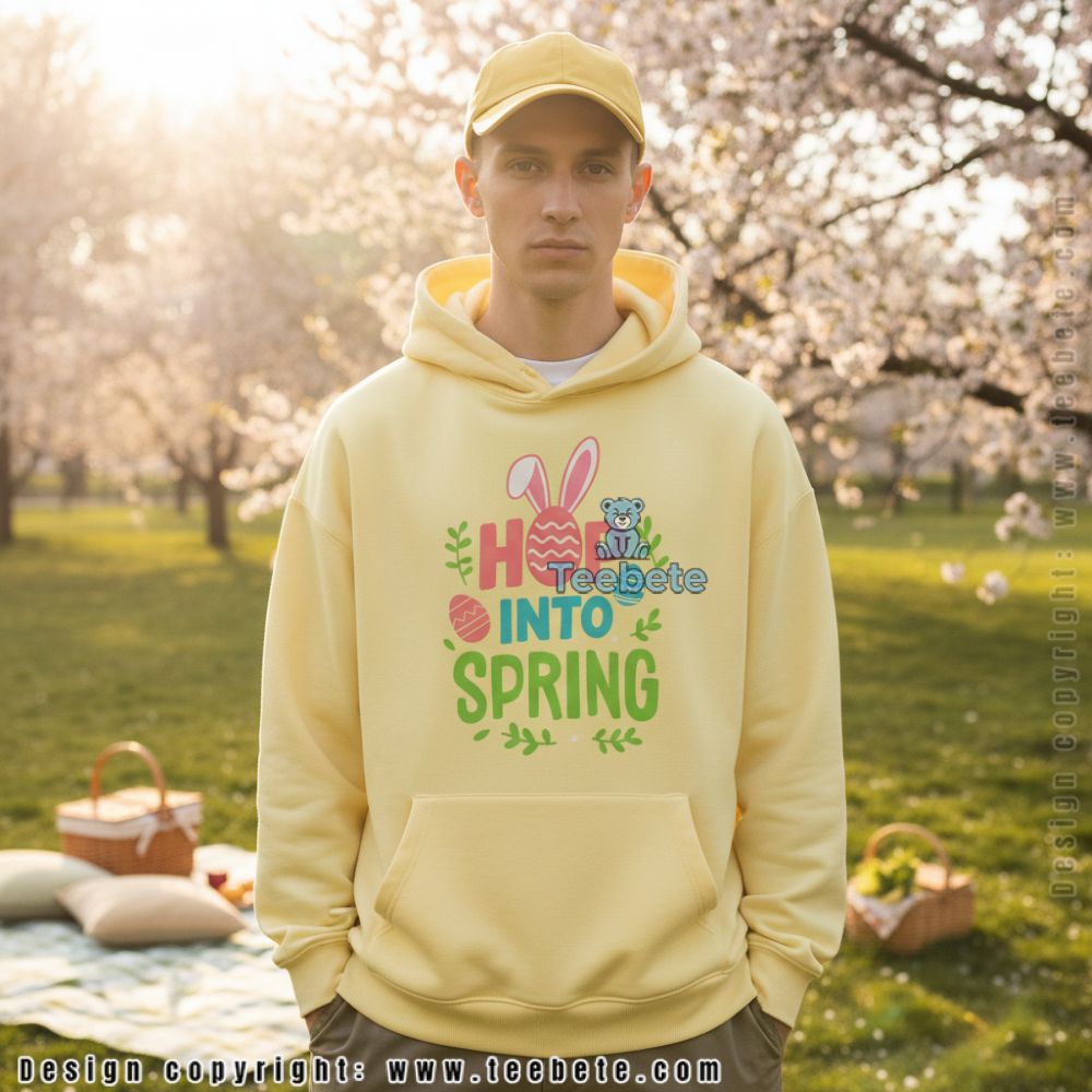Hop Into Spring Easter Bunny Egg Graphic Hoodie Hop Into Spring Easter Bunny Egg Graphic Hoodie
