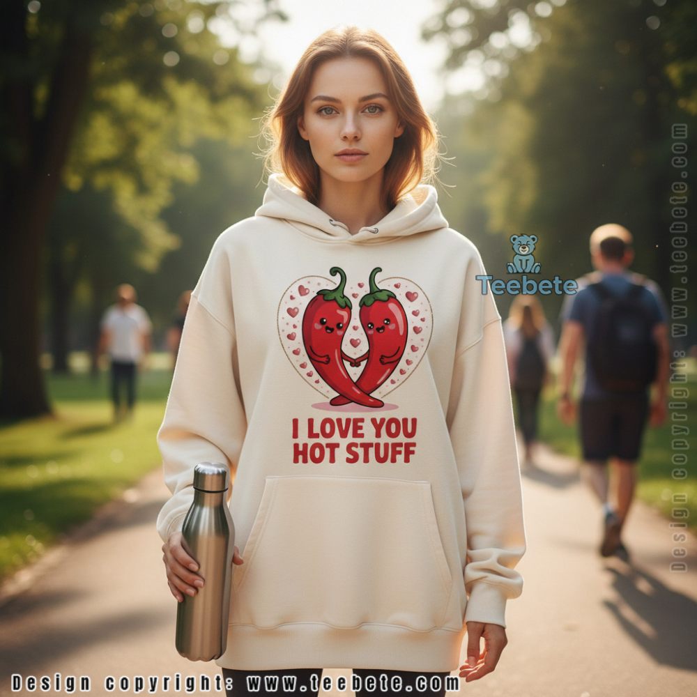 I Love You Hot Stuff Funny Chili Pepper Valentine Hoodie I Love You Hot Stuff Funny Chili Pepper Valentine Hoodie