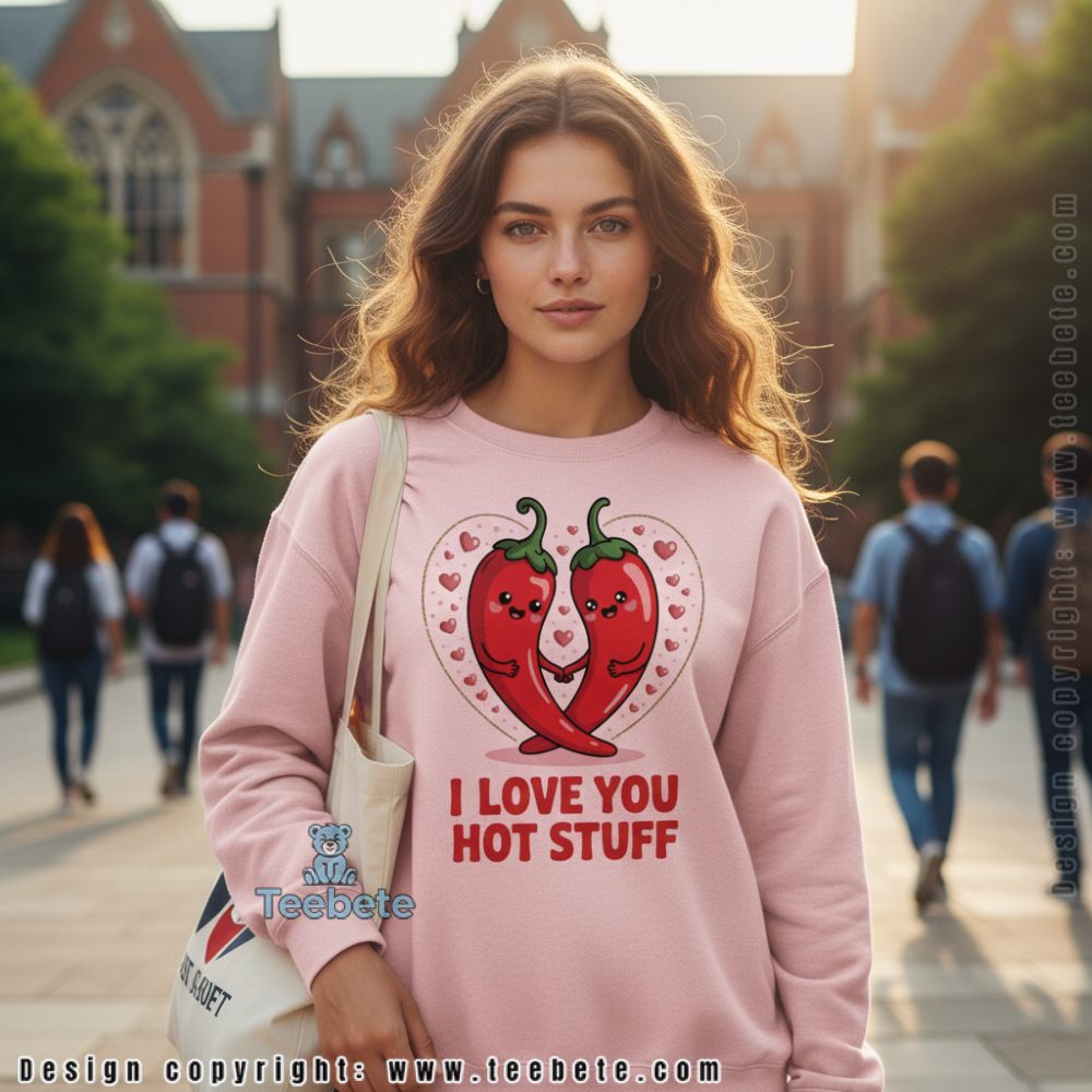 I Love You Hot Stuff Funny Chili Pepper Valentine Long Sleeve I Love You Hot Stuff Funny Chili Pepper Valentine Long Sleeve