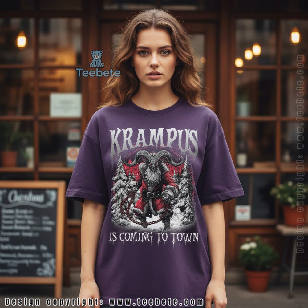 Krampus Is Coming To Town Christmas Horror Shirt