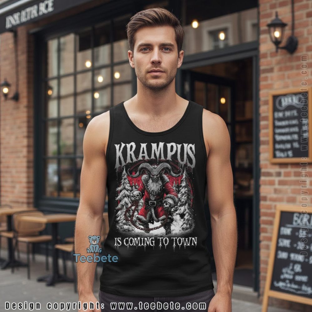 Krampus Is Coming To Town Christmas Horror Tanktop Krampus Is Coming To Town Christmas Horror Tanktop