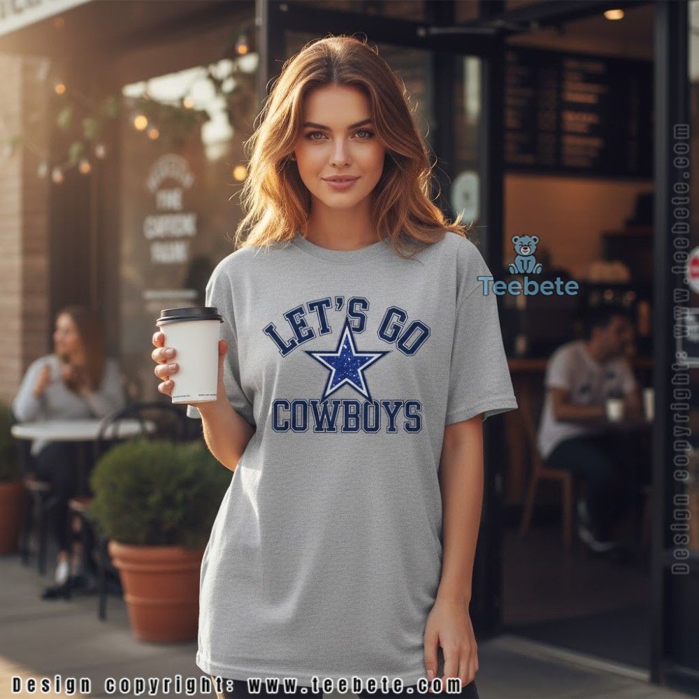 Lets Go Cowboys Shirt Blue Bling Design