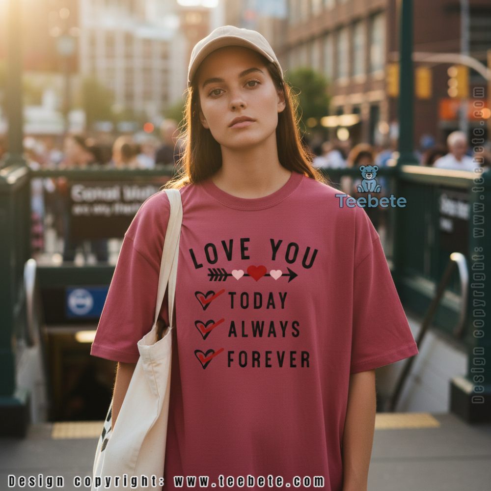 Love You Today Always Forever Romantic Quote Shirt