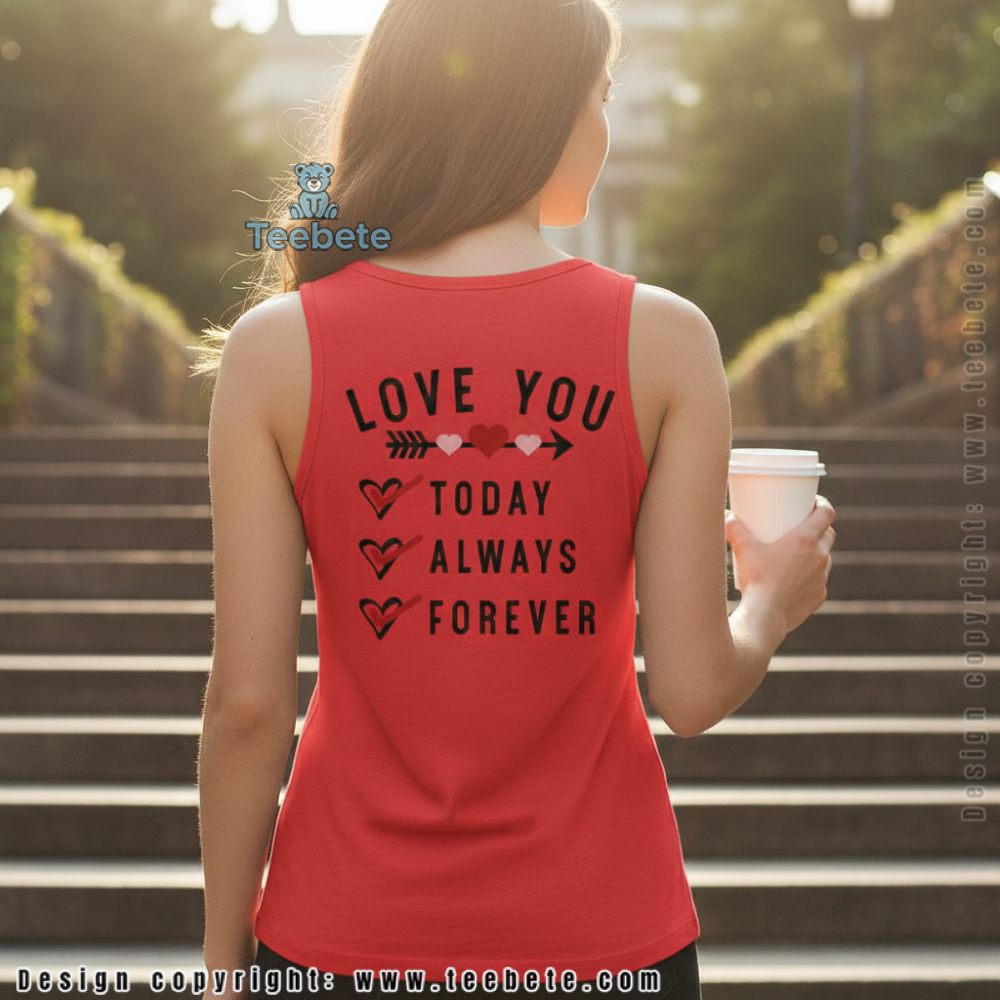 Love You Today Always Forever Romantic Quote Tanktop Love You Today Always Forever Romantic Quote Tanktop