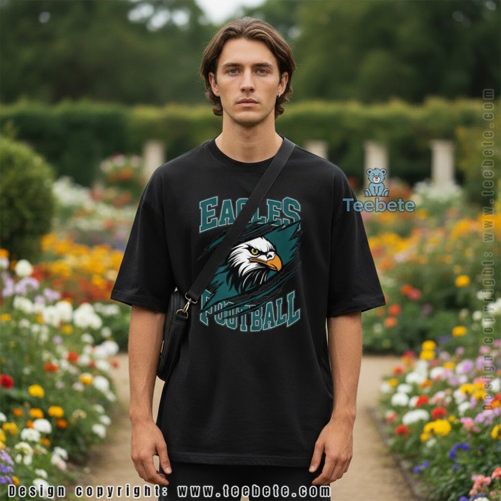 Mens Philadelphia Eagles Shirt Ripping Claw Marks Football