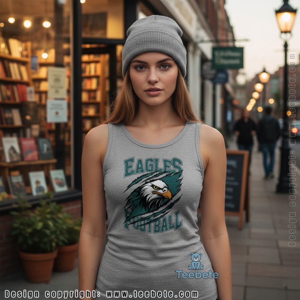 Mens Philadelphia Eagles Tanktop Ripping Claw Marks Football Mens Philadelphia Eagles Tanktop Ripping Claw Marks Football