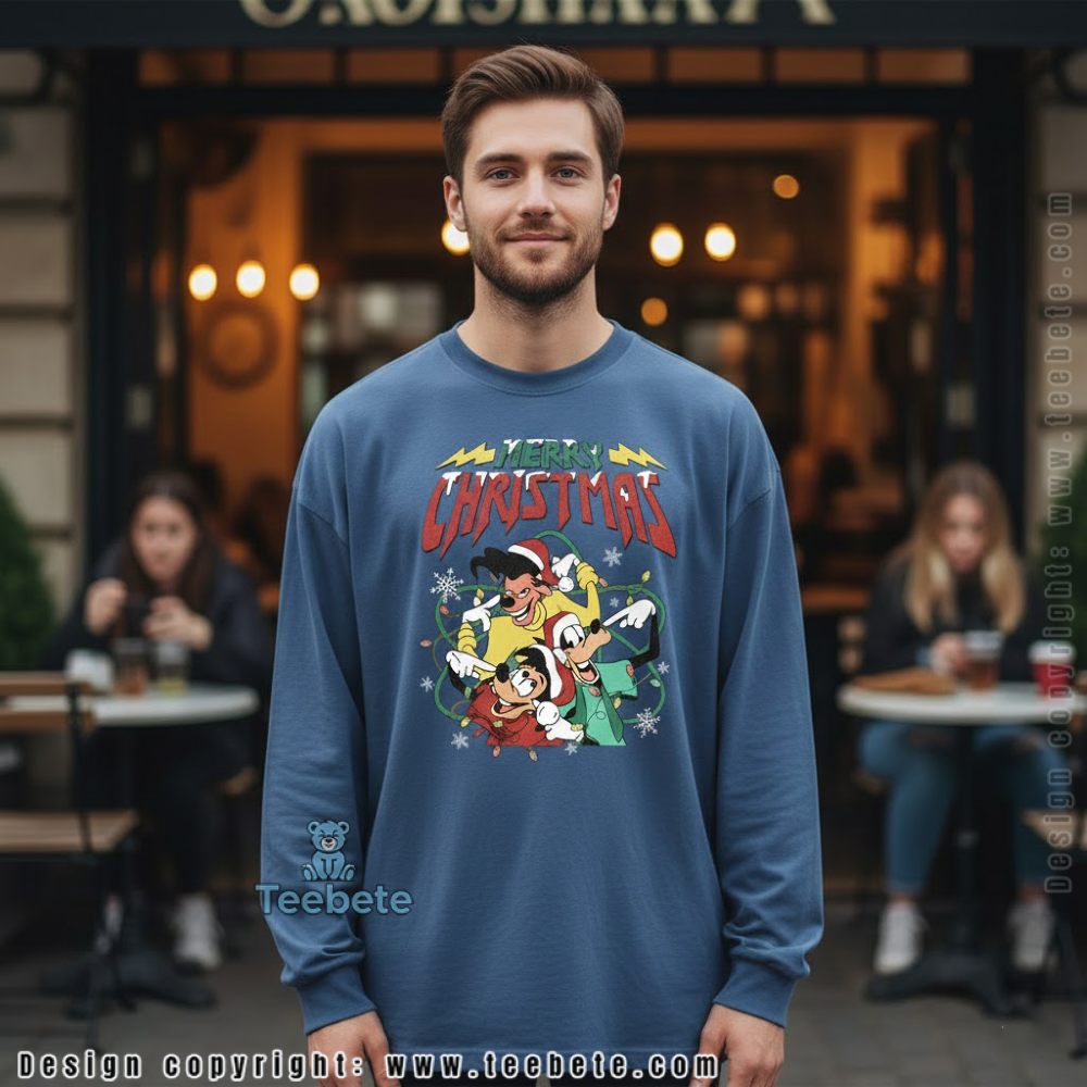 Merry Christmas Mickey Mouse Goofy Pluto Rock Style Long Sleeve Merry Christmas Mickey Mouse Goofy Pluto Rock Style Long Sleeve