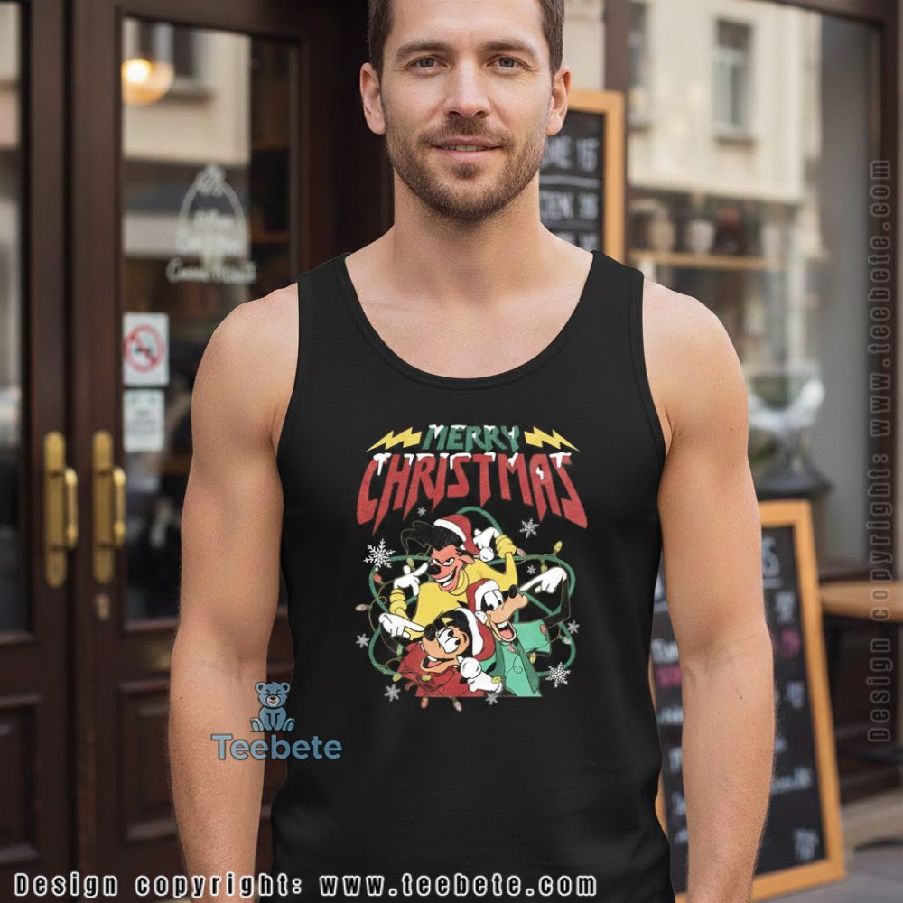 Merry Christmas Mickey Mouse Goofy Pluto Rock Style Tanktop Merry Christmas Mickey Mouse Goofy Pluto Rock Style Tanktop