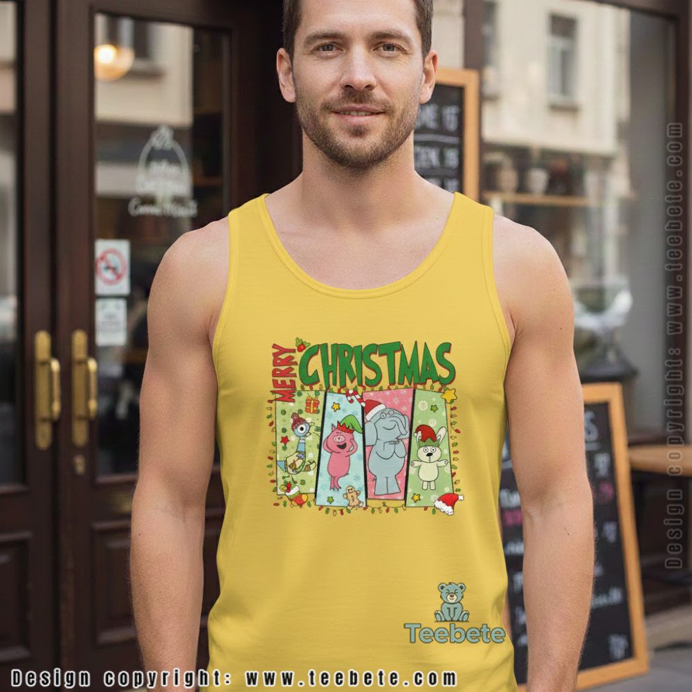 Merry Christmas Mo Willems Characters Pigeon Elephant Piggie Tanktop Merry Christmas Mo Willems Characters Pigeon Elephant Piggie Tanktop