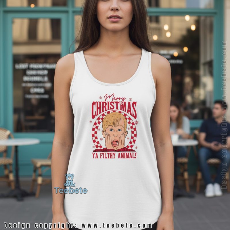 Merry Christmas Ya Filthy Animal Kevin Mccallister Tanktop Home Alone Movie Merry Christmas Ya Filthy Animal Kevin Mccallister Tanktop Home Alone Movie