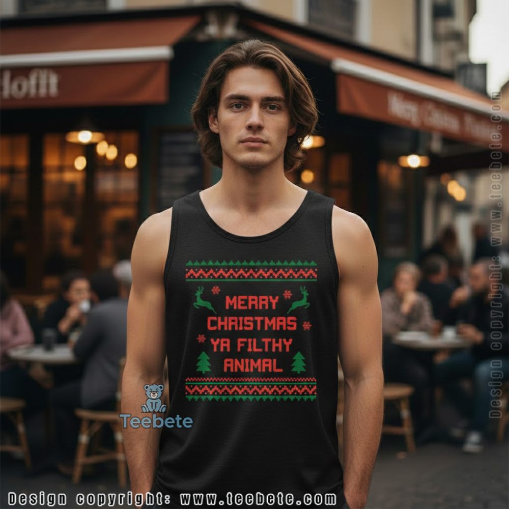 Merry Christmas Ya Filthy Animal Tanktop Ugly Pattern Merry Christmas Ya Filthy Animal Tanktop Ugly Pattern