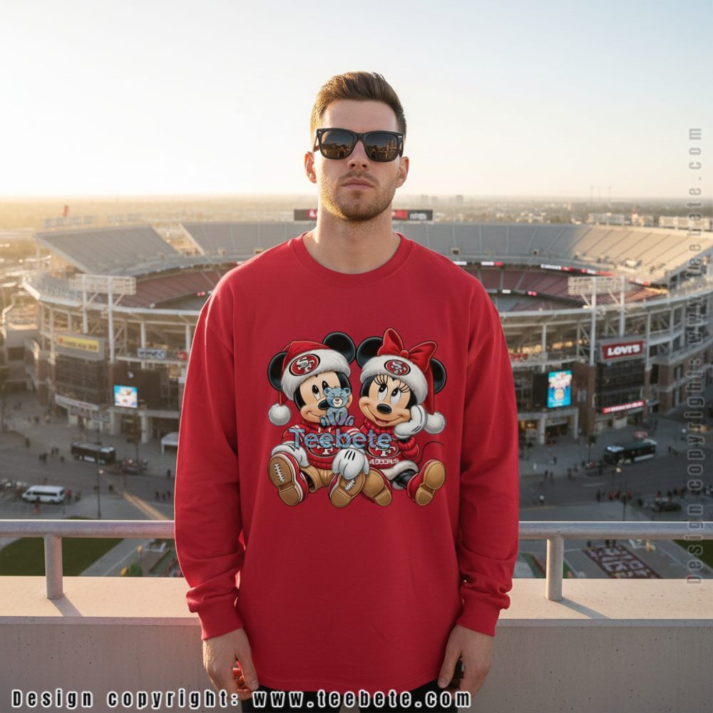 Mickey Minnie San Francisco 49Ers Christmas Long Sleeve Disney Football Mickey Minnie San Francisco 49Ers Christmas Long Sleeve Disney Football