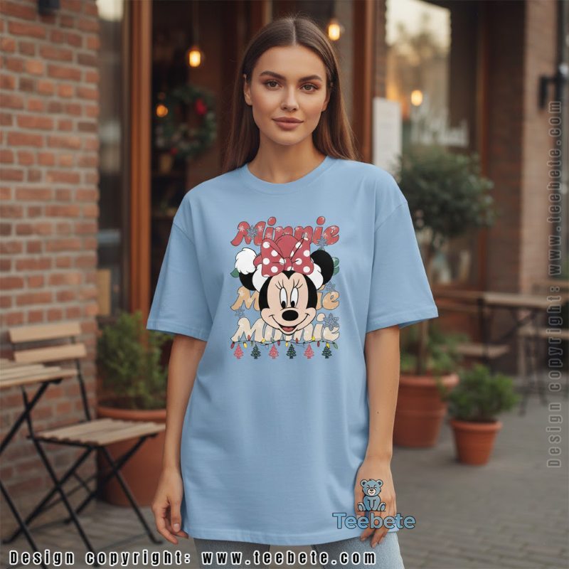 Minnie Mouse Christmas Shirt Holiday Lights And Snowflakes