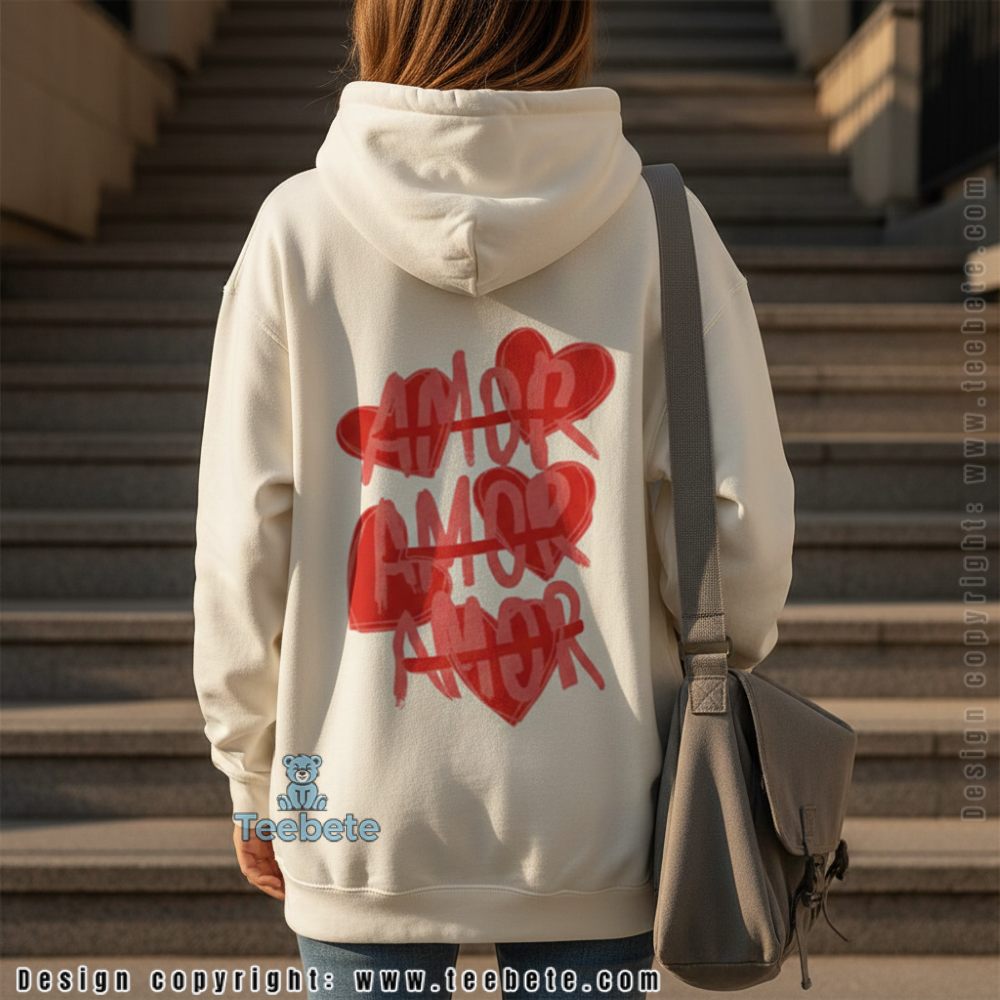 Oversized Valentines Amor Heart Graphic Hoodie Oversized Valentines Amor Heart Graphic Hoodie