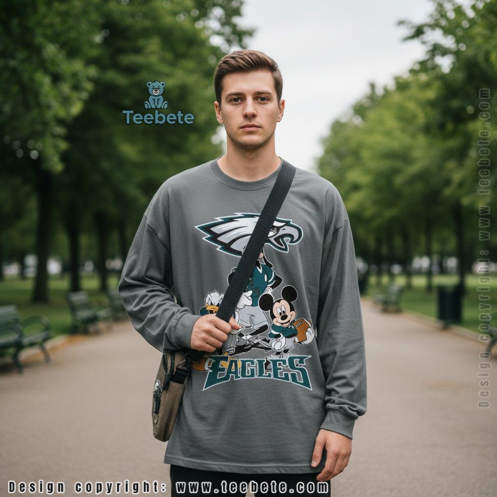 Philadelphia Eagles Mickey Mouse Donald Duck Goofy Long Sleeve For Youth Philadelphia Eagles Mickey Mouse Donald Duck Goofy Long Sleeve For Youth