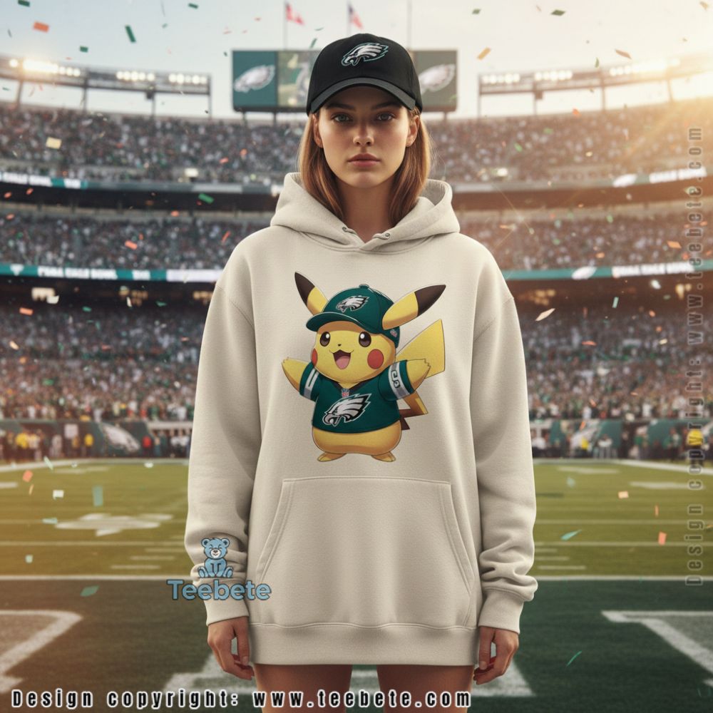 Pikachu Philadelphia Eagles Hoodie Cute Cartoon Sports Pikachu Philadelphia Eagles Hoodie Cute Cartoon Sports