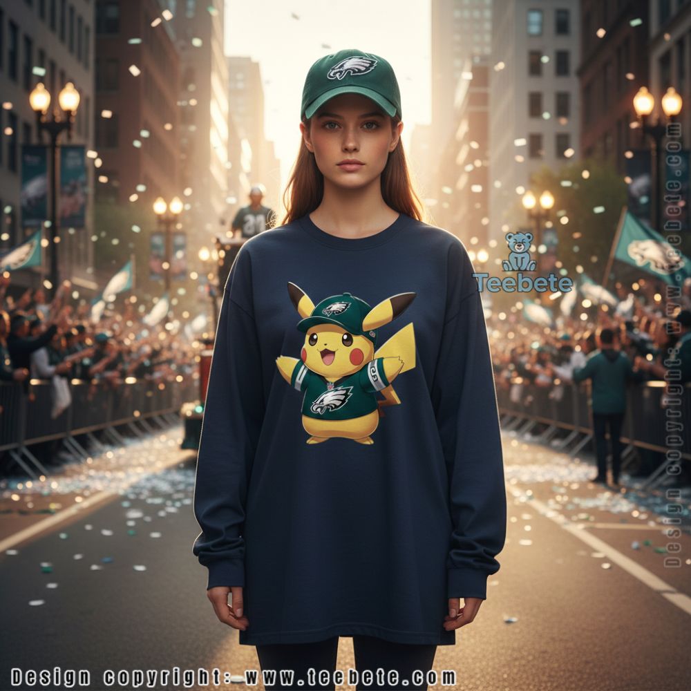 Pikachu Philadelphia Eagles Long Sleeve Cute Cartoon Sports Pikachu Philadelphia Eagles Long Sleeve Cute Cartoon Sports