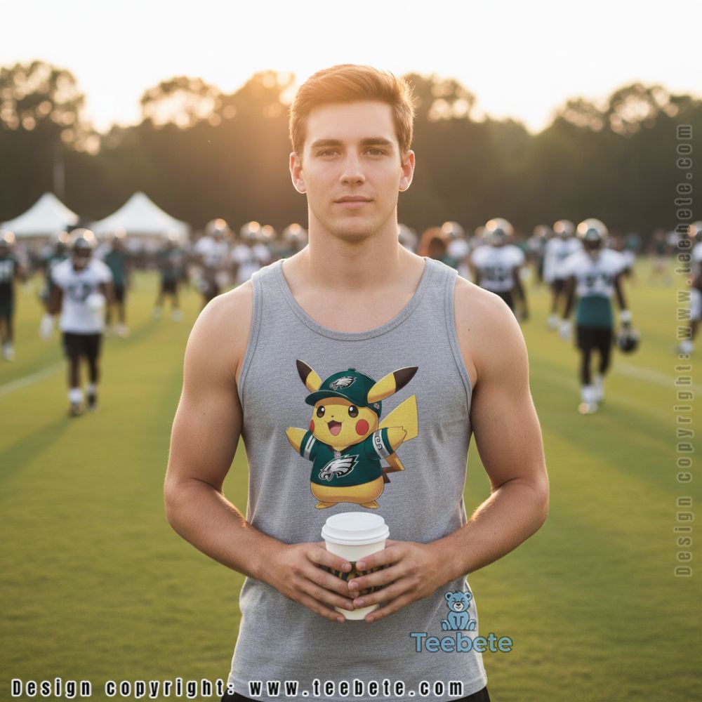 Pikachu Philadelphia Eagles Tanktop Cute Cartoon Sports Pikachu Philadelphia Eagles Tanktop Cute Cartoon Sports