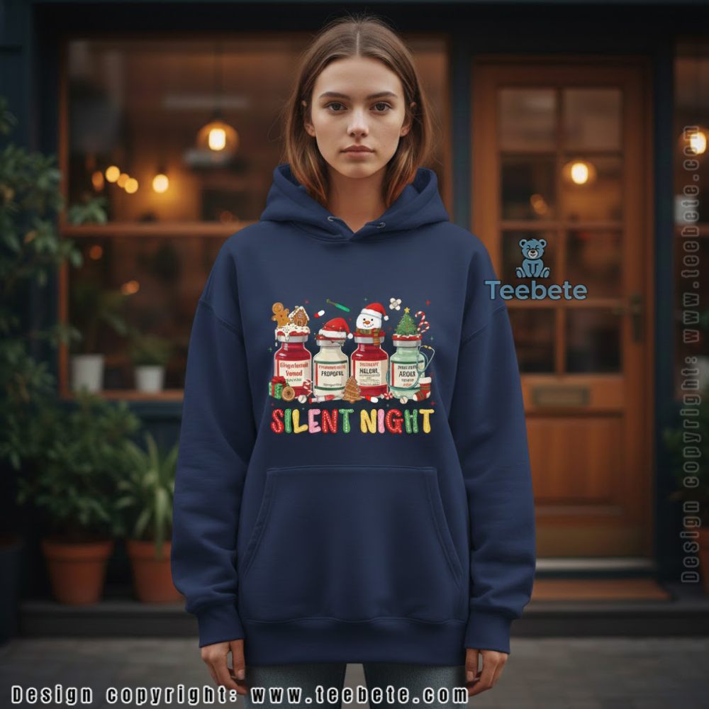 Silent Night Funny Nurse Christmas Hoodie Silent Night Funny Nurse Christmas Hoodie