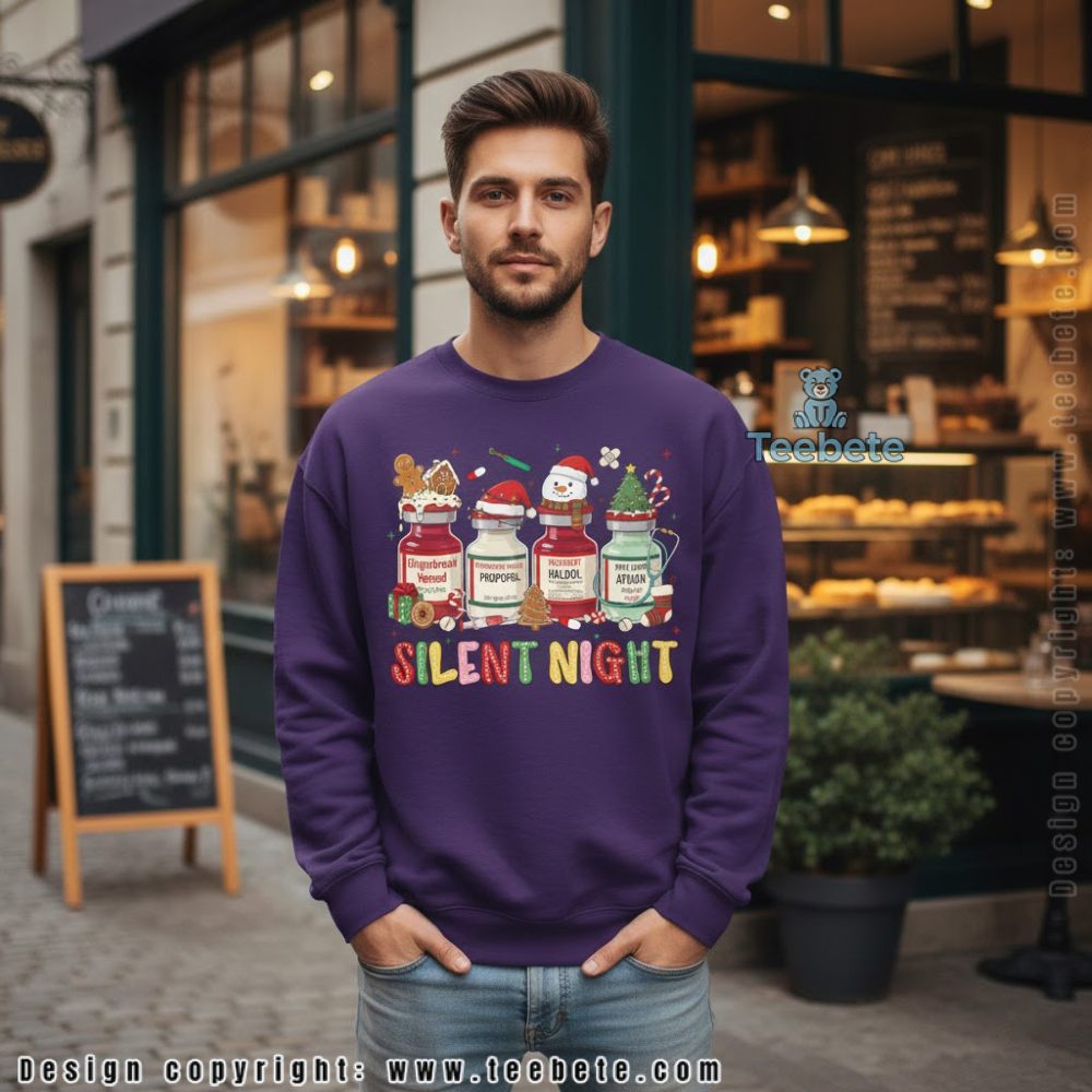 Silent Night Funny Nurse Christmas Long Sleeve Silent Night Funny Nurse Christmas Long Sleeve