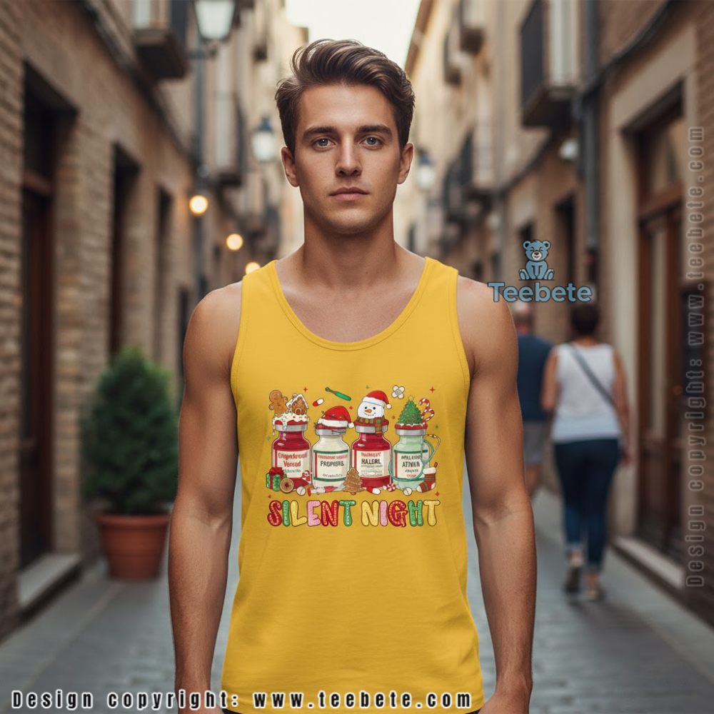 Silent Night Funny Nurse Christmas Tanktop Silent Night Funny Nurse Christmas Tanktop
