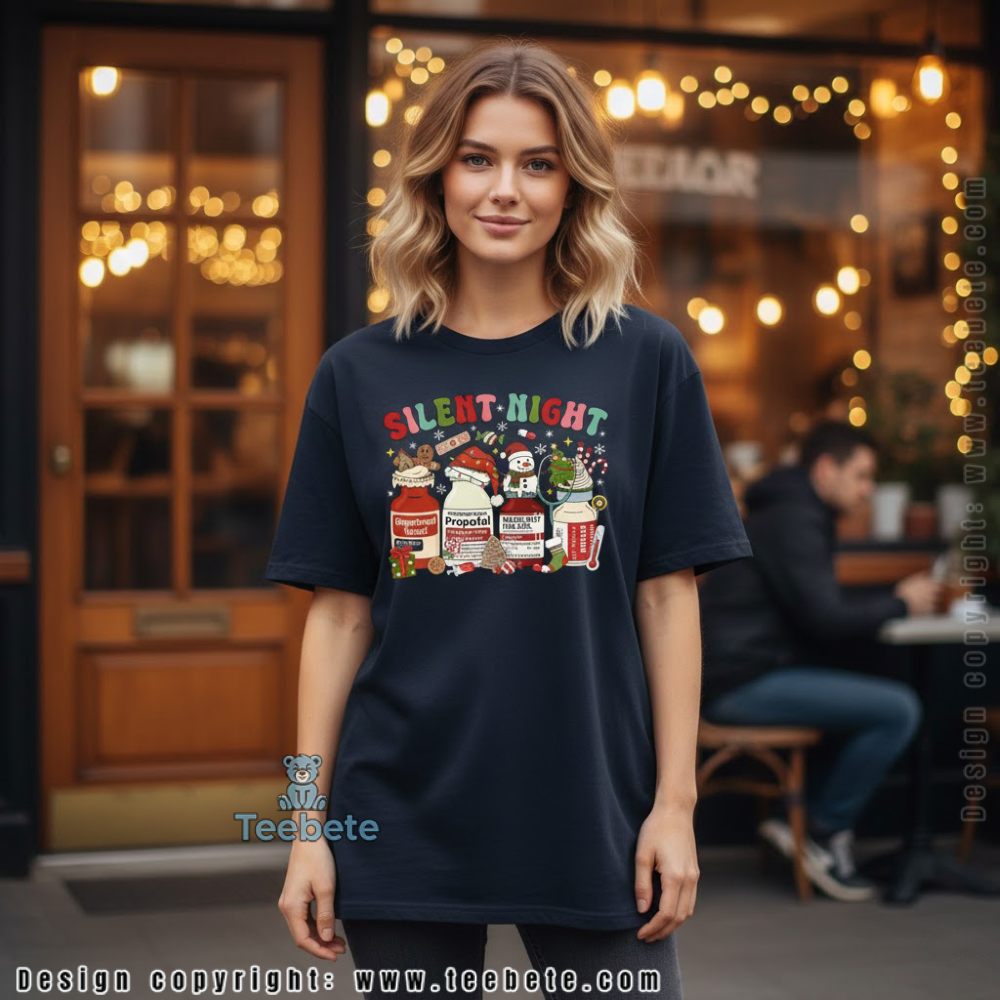 Silent Night Pharmacist Christmas Shirt Medication Bottles Holiday