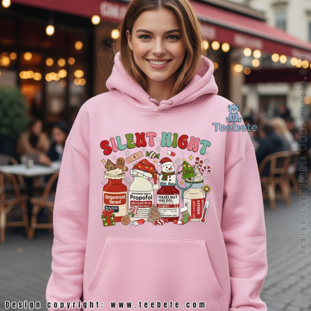 Silent Night Pharmacist Christmas Hoodie Medication Bottles Holiday Silent Night Pharmacist Christmas Hoodie Medication Bottles Holiday