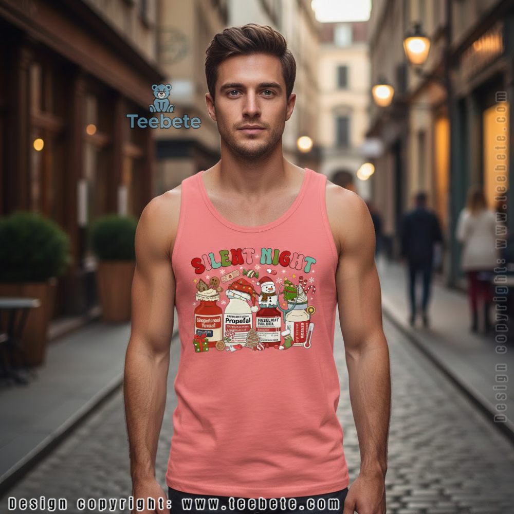 Silent Night Pharmacist Christmas Tanktop Medication Bottles Holiday Silent Night Pharmacist Christmas Tanktop Medication Bottles Holiday
