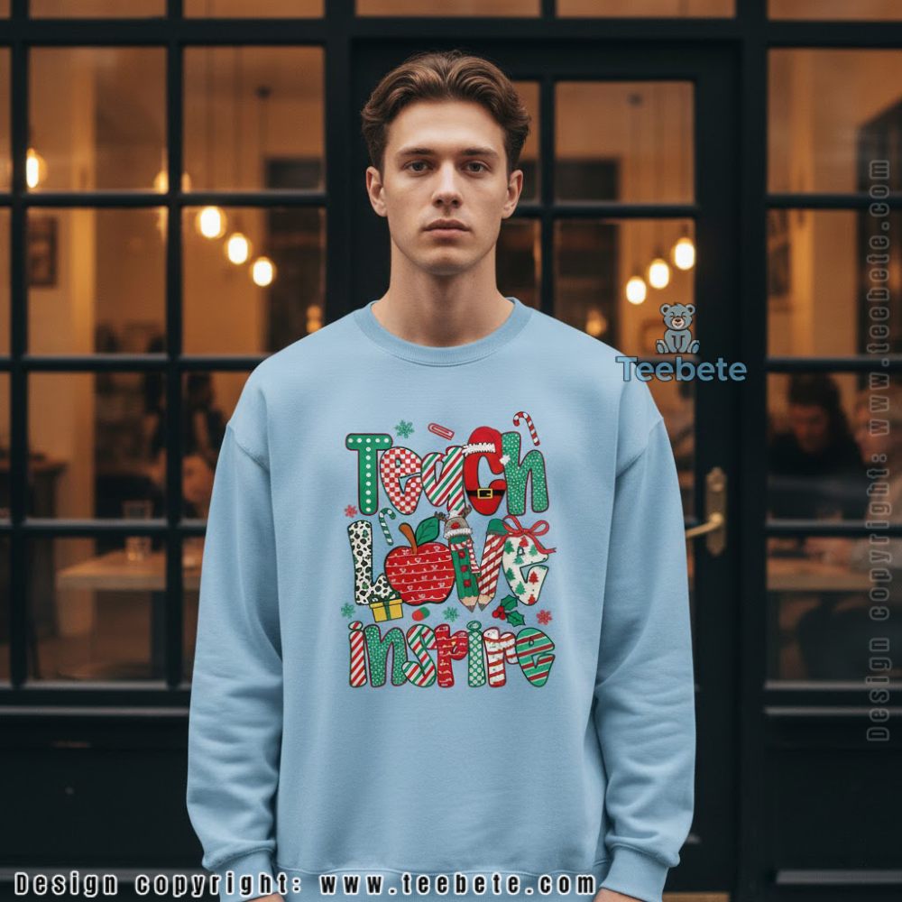 Teach Love Inspire Christmas Long Sleeve Teacher Holiday Gift Teach Love Inspire Christmas Long Sleeve Teacher Holiday Gift