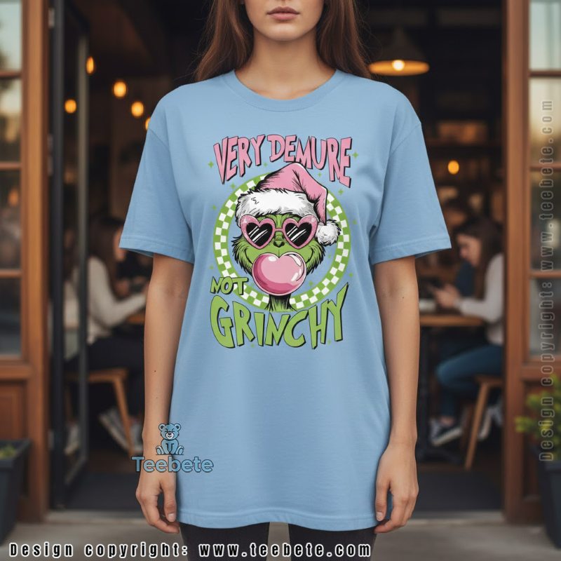 Very Demure Not Grinchy Shirt Pink Heart Sunglasses
