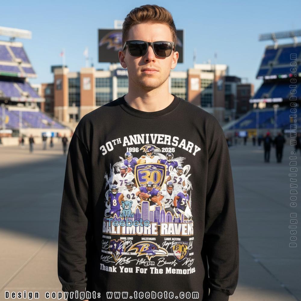 Baltimore Ravens 30th Anniversary Signatures Greatness Memories Long Sleeve Baltimore Ravens 30th Anniversary Signatures Greatness Memories Long Sleeve