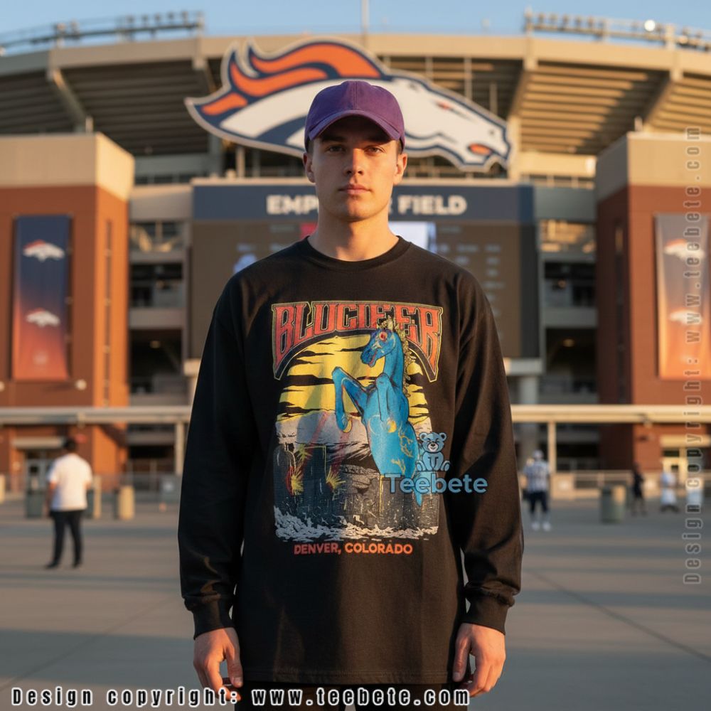 Blucifer Denver Airport Long Sleeve Blue Mustang Laser Eyes Blucifer Denver Airport Long Sleeve Blue Mustang Laser Eyes